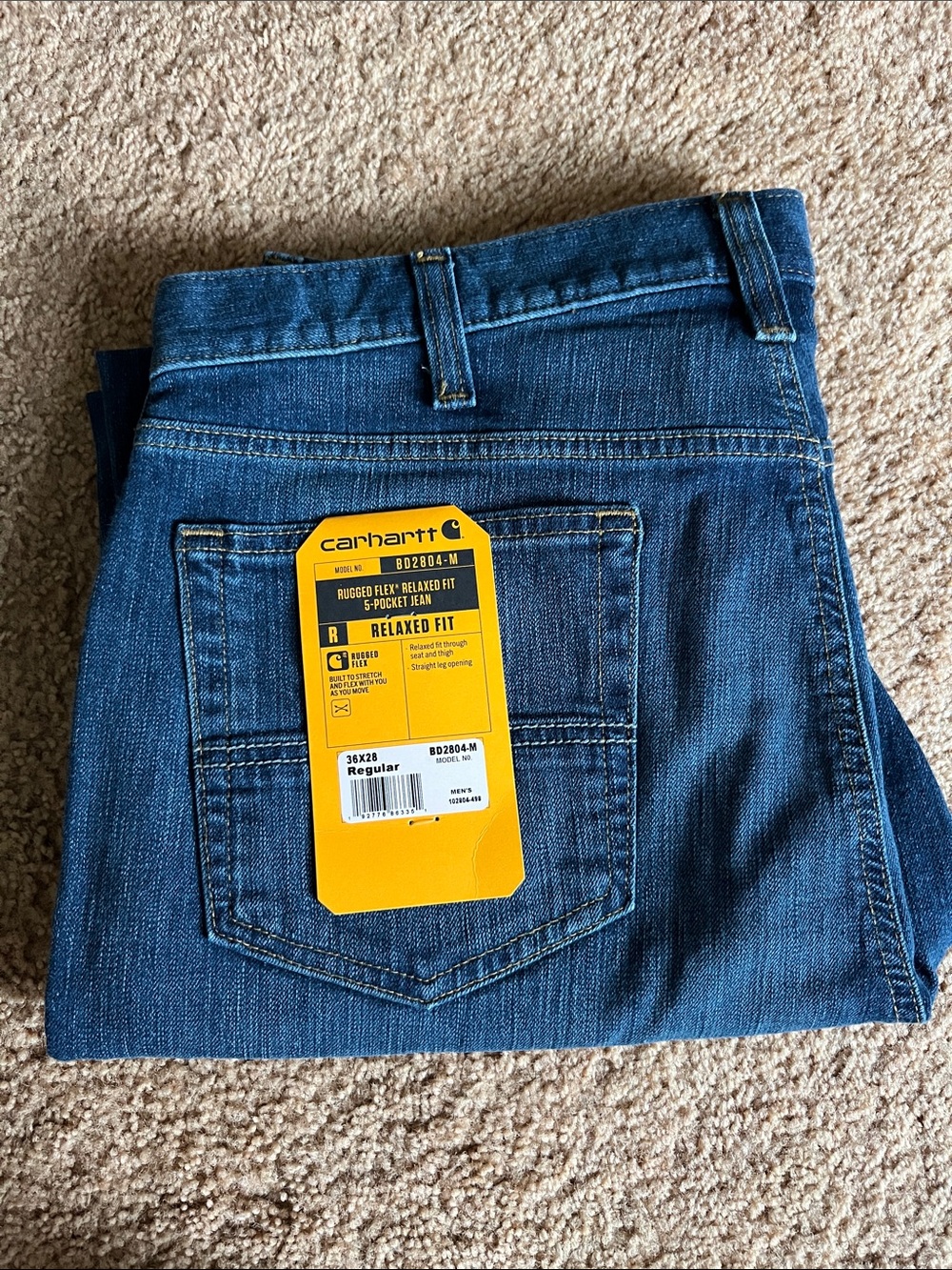 Carhartt Men's Relaxed Fit Dark Blue Denim Jeans